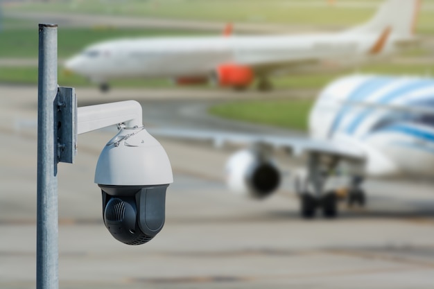 security video camera recording event in airport