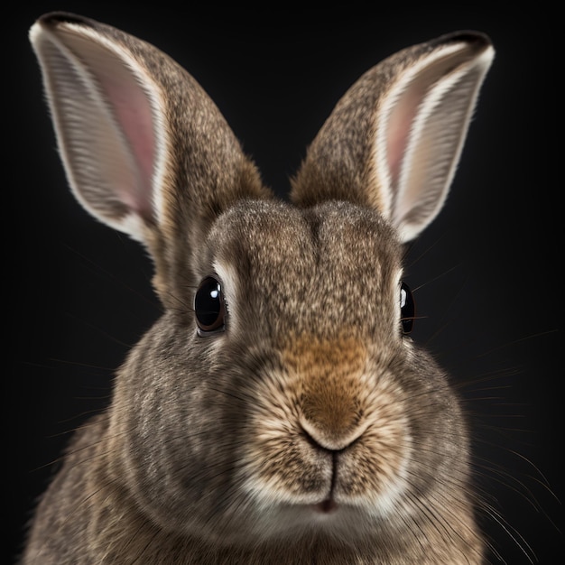 Sedate closeup portrait lovely whisker easter havana rabbit in studio
