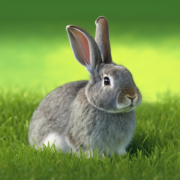 Photo sedate easter champagne dargent rabbit portrait full body sitting in green field