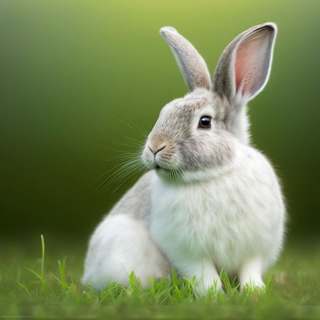 Photo sedate easter himalaya rabbit portrait full body sitting in green field