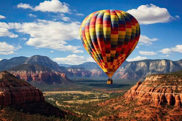 Sedona balloon on pinnacles magic landscape generative ia