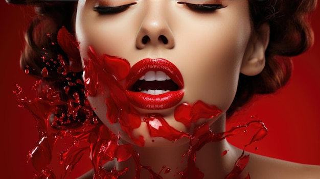 Seductive and colorful lipstick colors Lip care and coloring Lipstick sexiness Generative AI