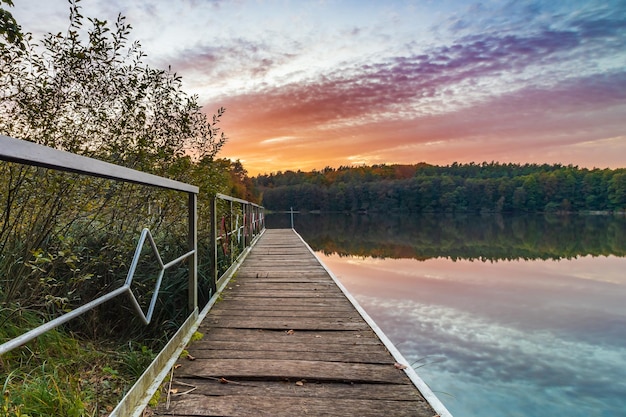 Photo see in brandenburg im herbst bei sonnenuntergang