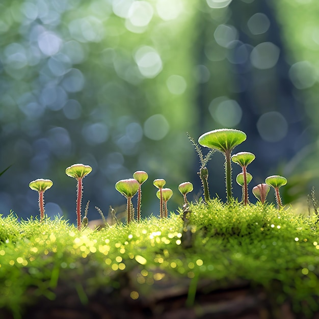 Seed of a tree sprouting in a forest