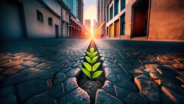 A Seedling Breaking Through Concrete