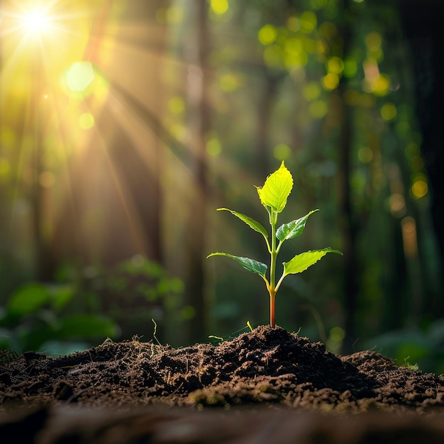 Photo a seedling reaches towards the sun