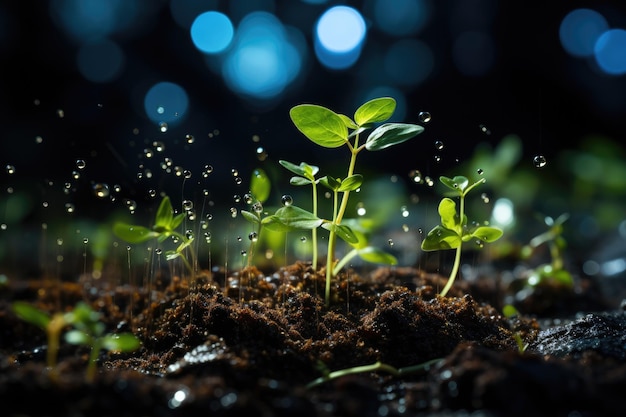 seedling sprouting from rich soil professional advertising photography