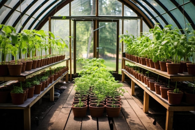 写真 温室の遺産植物の苗