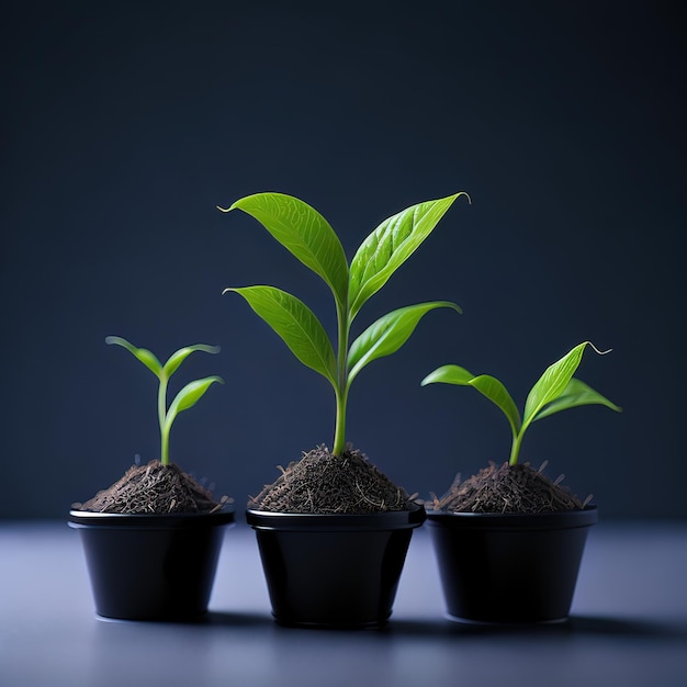 seedlings of plant growing from small plant on a table