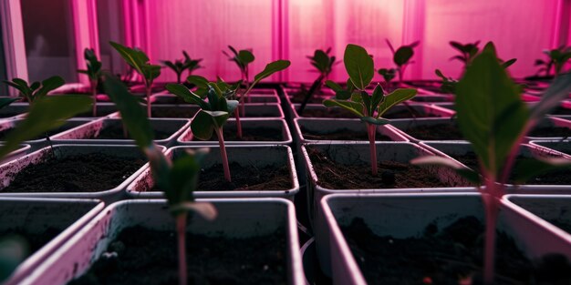 Photo seedlings thriving in purple light