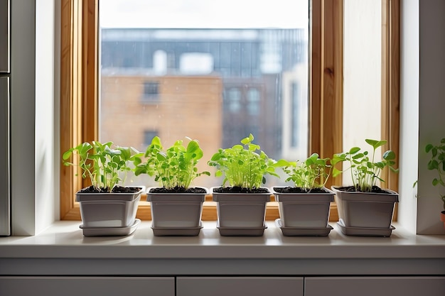 Seedlings of vegetables for planting in the open ground in the garden are grown on the windowsill preparation for the summer season subsistence farming AI generated