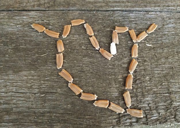 Seeds in the form of a heart close up