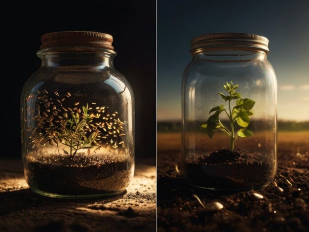Foto semi di resilienza che coltivano speranza in mezzo al riscaldamento globale