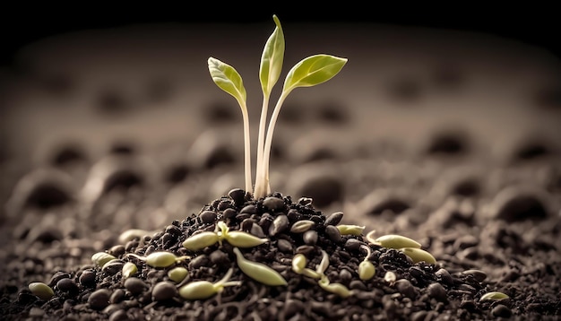 Seeds sprouting in soil