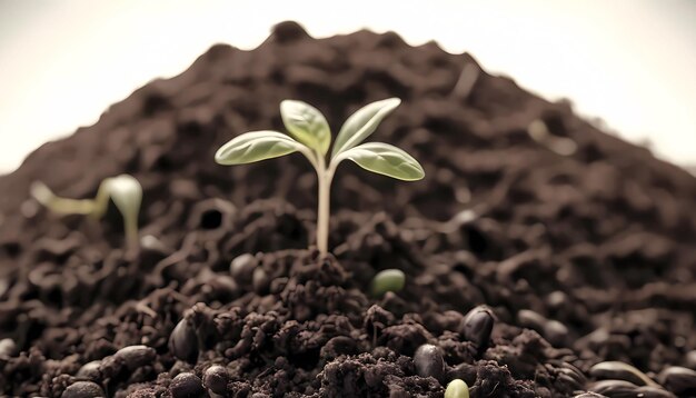 Photo seeds sprouting in soil