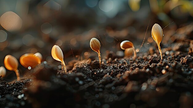 Foto semi che prendono radice in un terreno fertile che simboleggiano l'investimento e la crescita futura