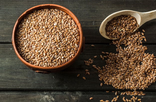 seeds on wooden table