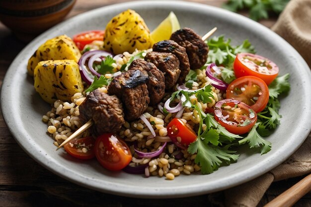 Seekh Kebabs with Mediterranean Pearl Barley Salad