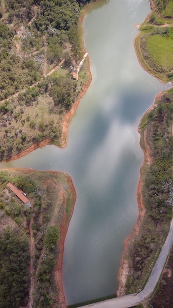 Seen from above beaches and lagoons in wonderful nature and colored with vegetation