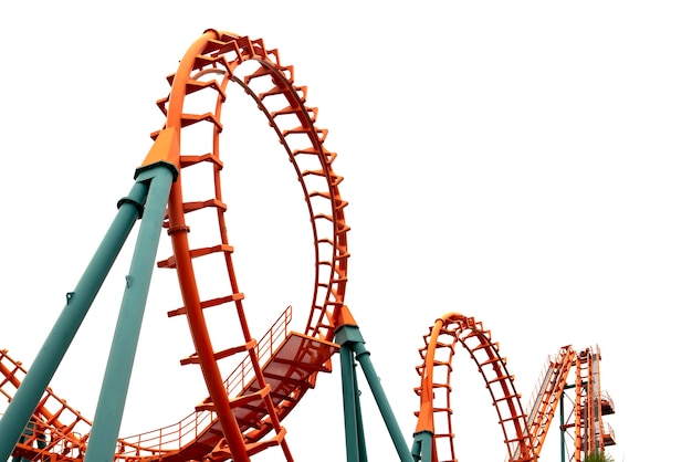 Photo a segment of a roller coaster ,on white background