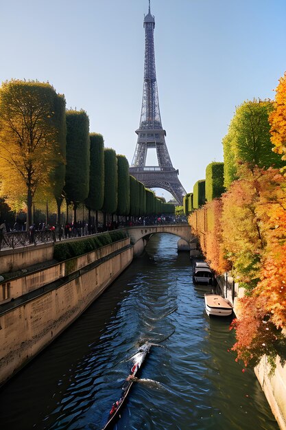 사진 가을 에 에펠 탑 과 함께 파리 의 세인