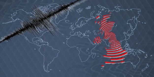 Карта сейсмической активности землетрясения в Соединенном Королевстве