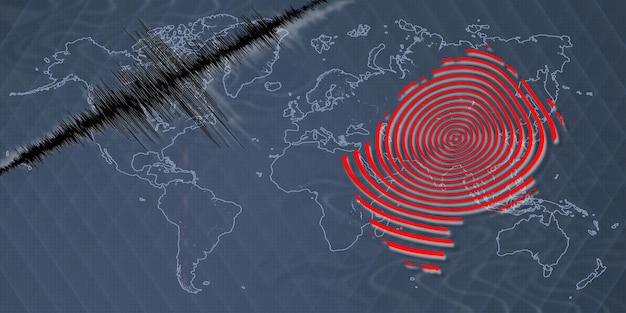 Foto seismische activiteit aardbeving lesotho kaart