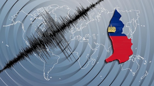 Seismische activiteit aardbeving Liechtenstein kaart op de schaal van Richter