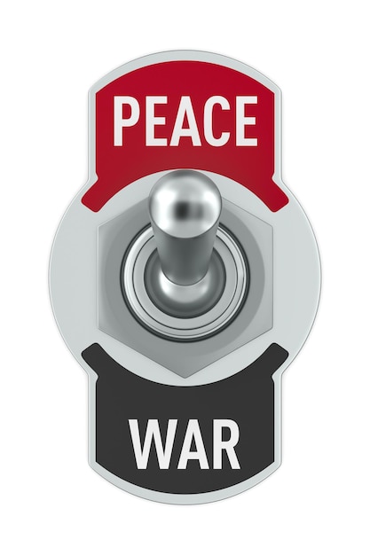 Select between peace and war Toggle switch on white background Isolated 3D illustration