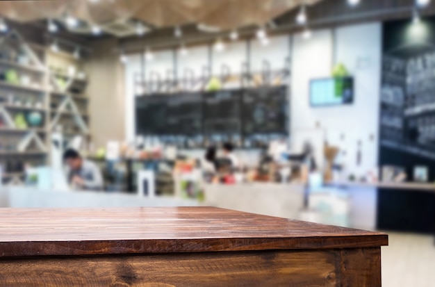 Selected focus empty brown wooden table 