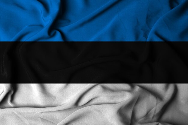 Selectieve focus van de vlag van Estland met wuivende stof textuur 3D illustratie