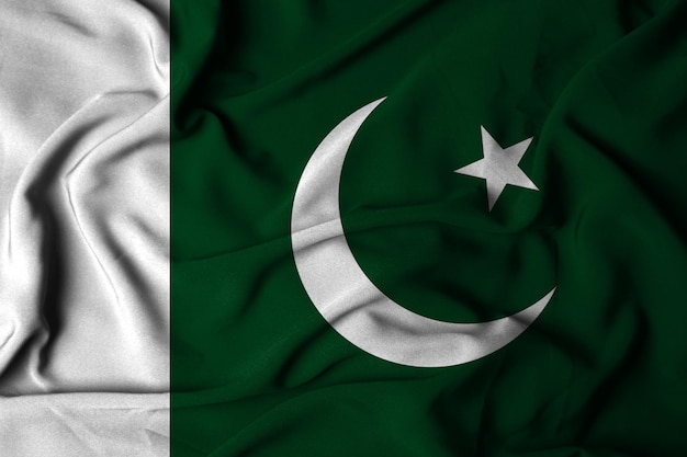 Selectieve focus van de vlag van Pakistan met wuivende stof textuur 3d illustratie