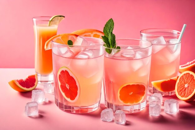 A selection of cocktails including oranges, mint, and mint