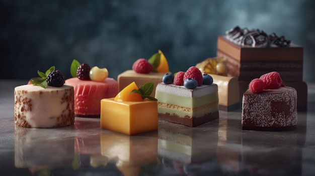 A selection of desserts on a table