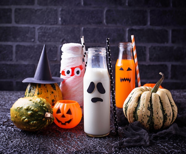 Selection of different Halloweens drinks for party