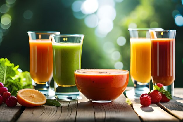 A selection of drinks including strawberries, strawberries, and strawberries