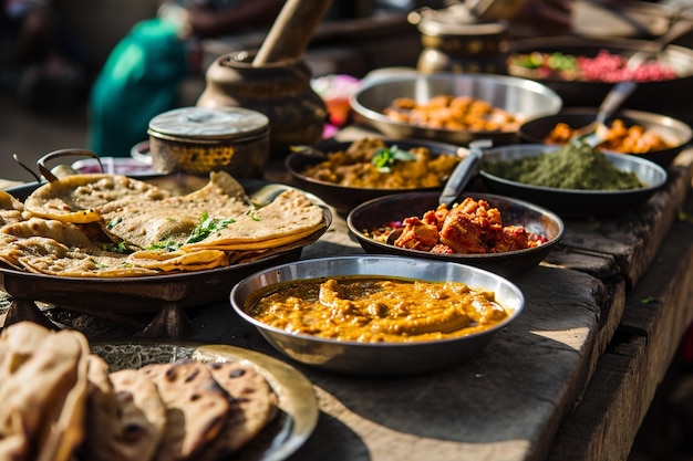 Photo a selection of food from the new delhi food festival