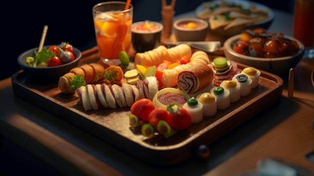 A selection of food on a tray