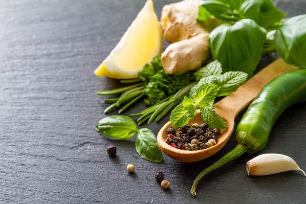 Selection of herbs and spices