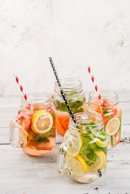 Selection of infused refreshing waters