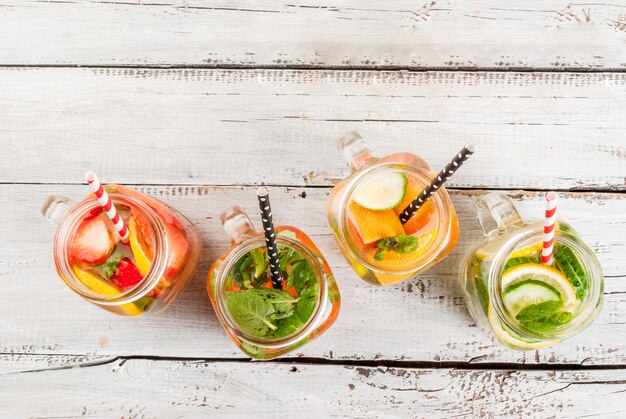 Selection of infused refreshing waters