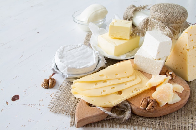 Selection of milk and dairy products