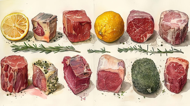 A selection of raw meats