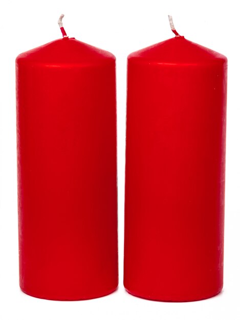 A selection of red candles on white