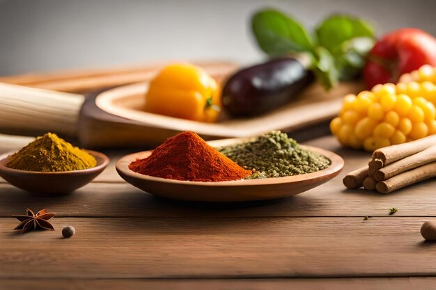 a selection of spices including one that has the word tea.