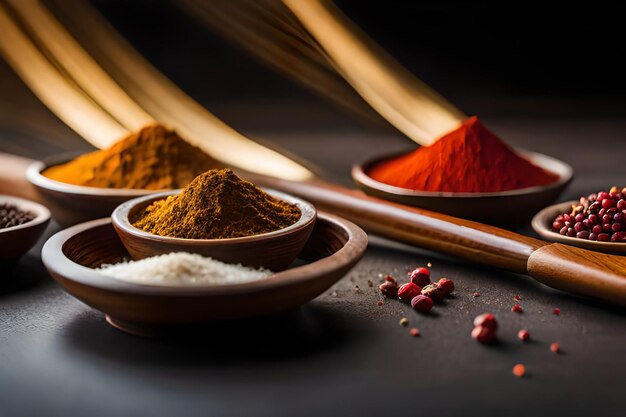 a selection of spices including red and orange.