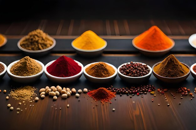 a selection of spices including spices including spices and herbs.