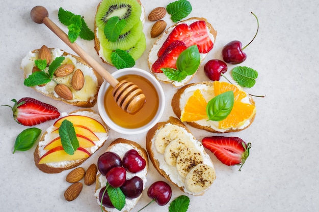 Selection of summer Colorful natural healthy snacks.