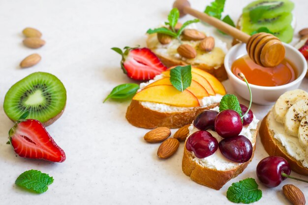 Selection of summer Colorful natural healthy snacks. 