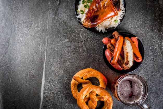 Selection of traditional Oktober German food